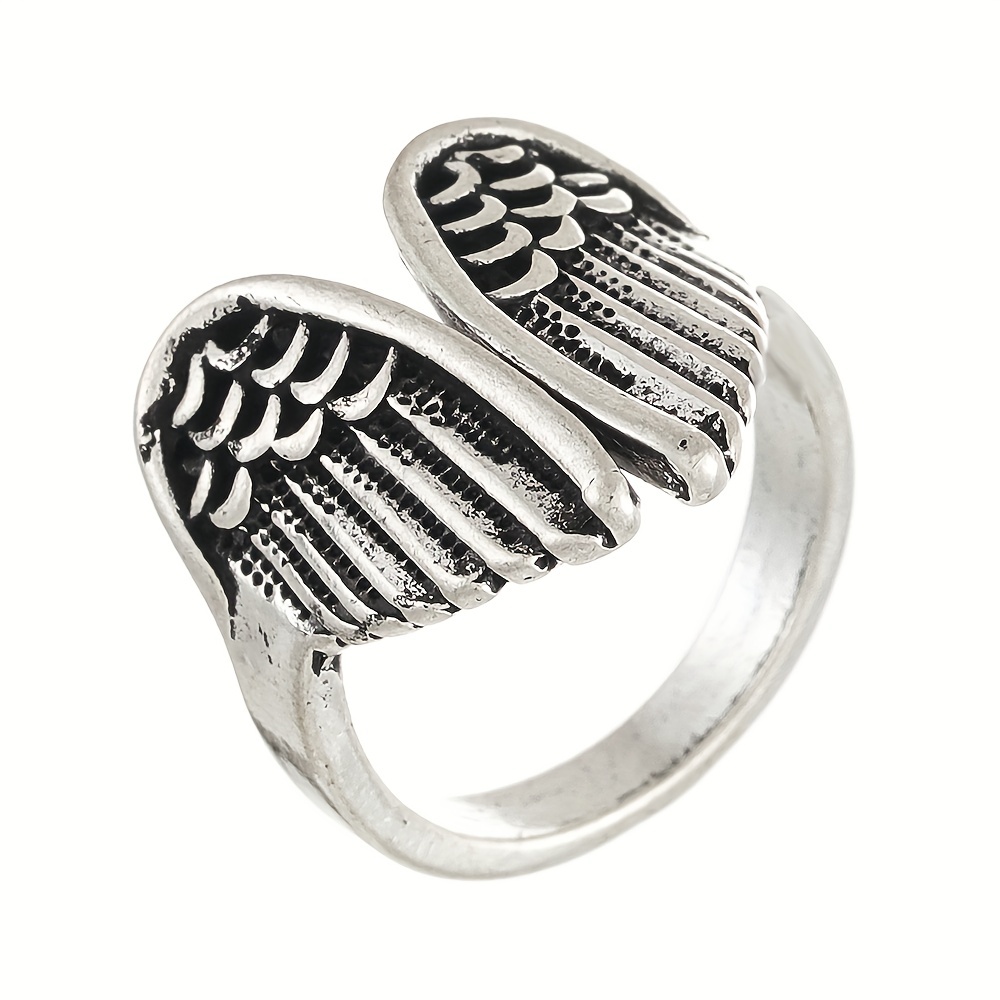 Angel Wings Ring Vintage Alloy Opening Adjustable Fashionable Finger Ring